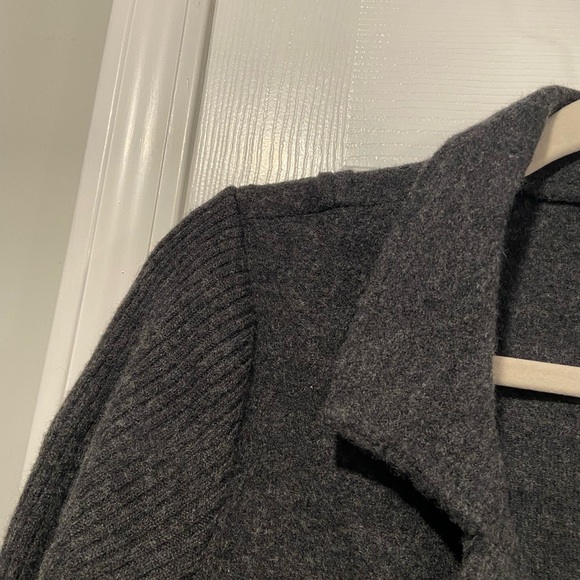 Paraphrase Size M Gray 100% Wool Asymmetrical Full Zip Bomber Sweater Jacket - Picture 5 of 14